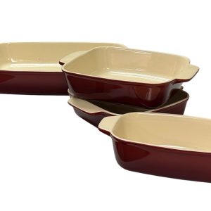 Stacking Ceramic Bakeware, 4-pc, red - Valued at $70